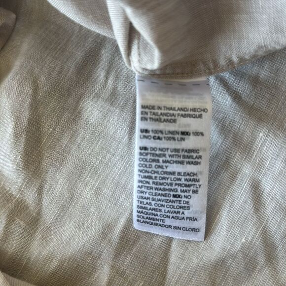 Chico’s No Iron Classic Linen 3/4 Sleeve Natural Beige Button-Up Shirt Size XL20 - Picture 14 of 15